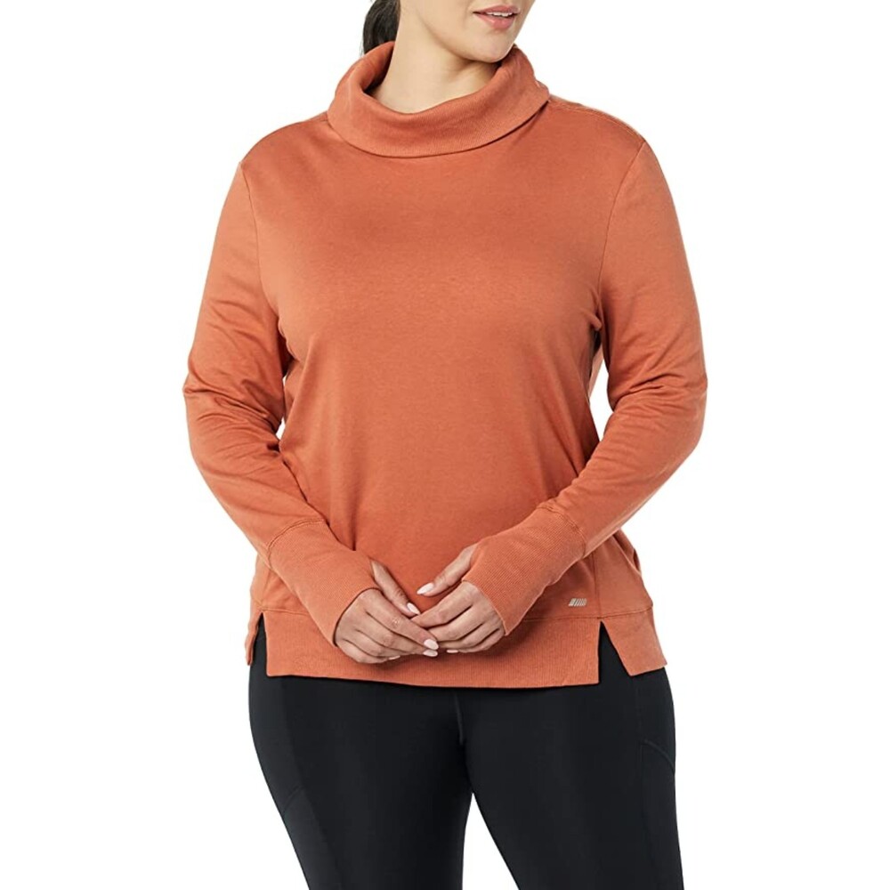 Studio Terry Long-Sleeve Funnel Neck Sweatshirt Caramel Sz M